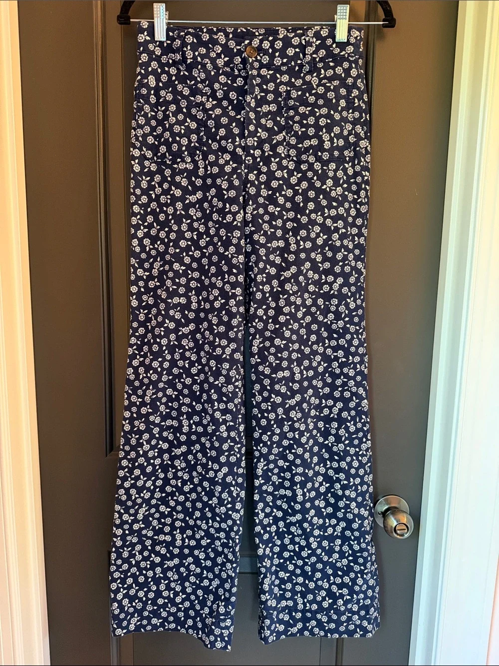 J. Crew Navy Blue Wide-Leg Floral Pants Size 26